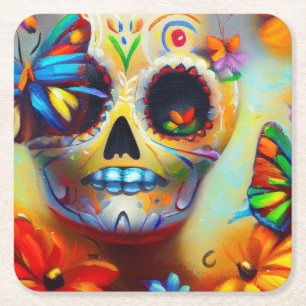Day of the dead Butterflies 2 Underlägg Papper Kvadrat