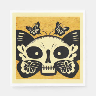 Day of the dead Butterflies Woodcut 1 Pappersservett