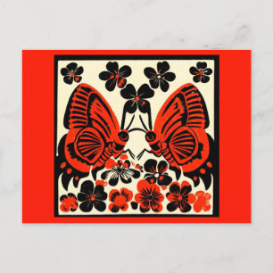 Day of the dead Butterflies Woodcut 3 Helg Vykort