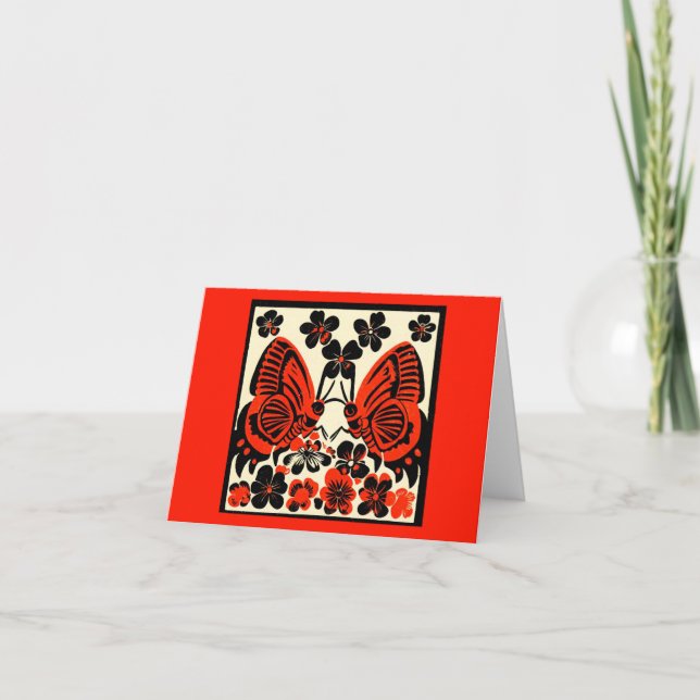Day of the dead Butterflies Woodcut 3 Helgkort (Framsida)