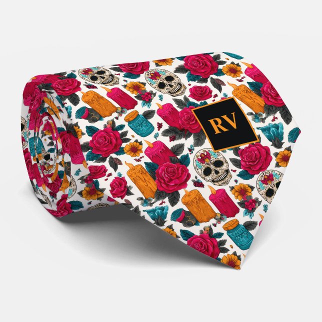 Day of the Dead Candles, Roses and Sugar Skulls Slips (Rullad)