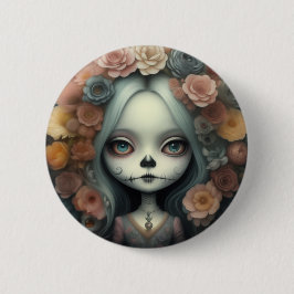 Day of the dead candy döskallars dockor söt flicka knapp
