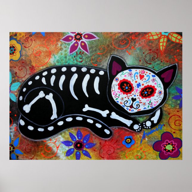 Day of the dead Cat El Gato Painting Poster (Framsidan)