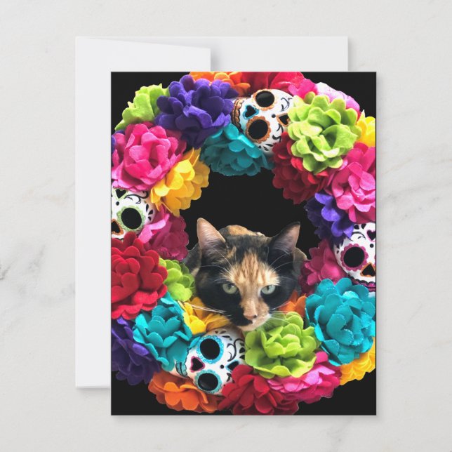 Day of the dead Cat-Helgdag kort (Framsida)