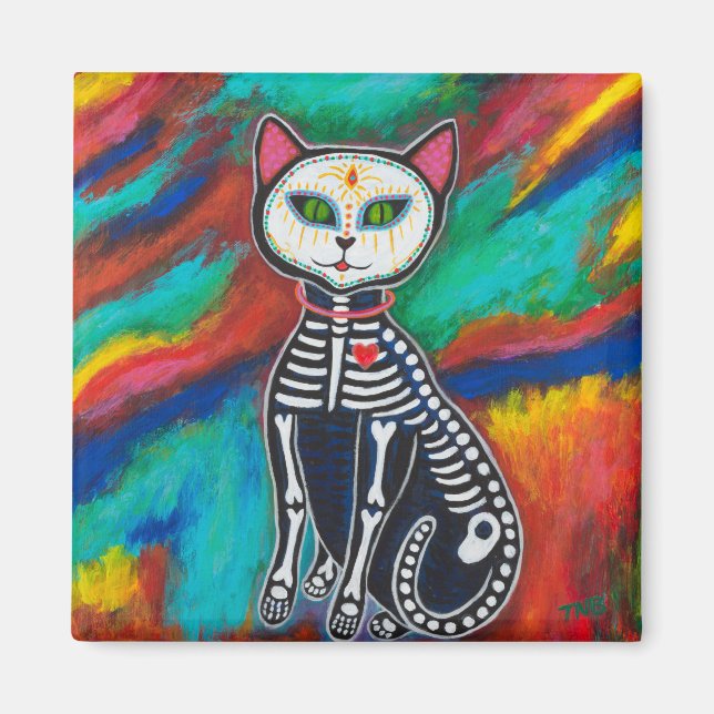 Day of the dead Cat Magnet (Framsidan)