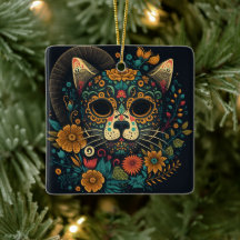 Day of the dead Cat Ornament