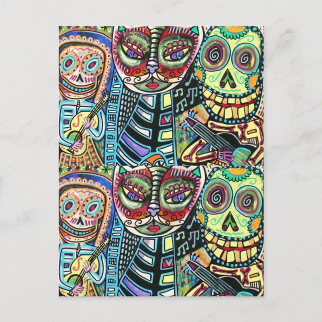 Day of the dead Cat Sergranat Vykort (Framsida)