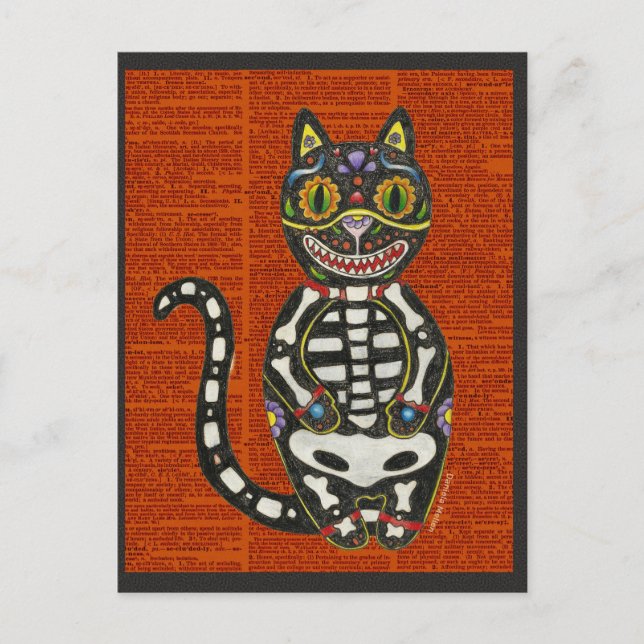 Day of the dead Cat Vykort (Framsida)