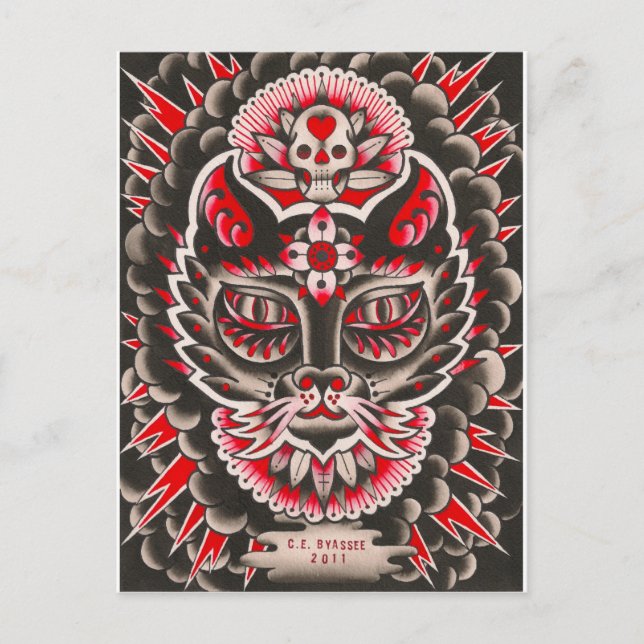 Day of the dead Cat Vykort (Framsida)