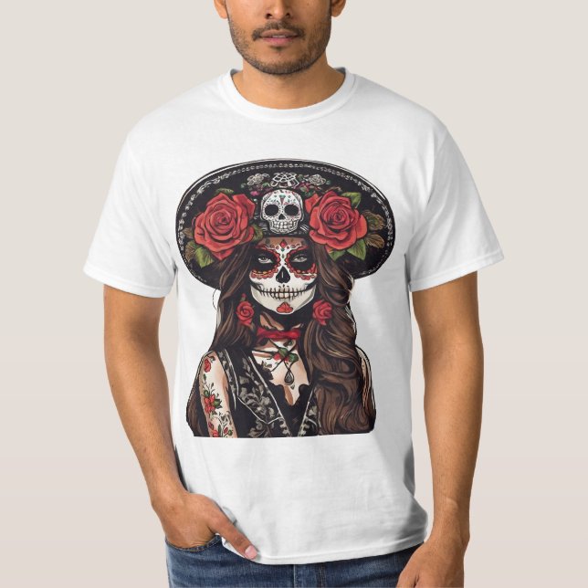 Day of the dead Catrina med Ro T Shirt (Framsida)