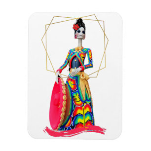 Day of the dead Catrina med Rosa Mariachi Hat Magnet