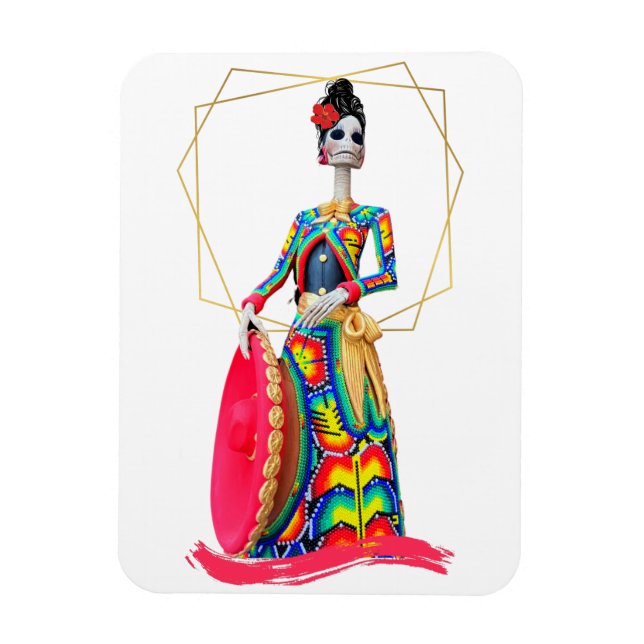 Day of the dead Catrina med Rosa Mariachi Hat Magnet (Vertikal)