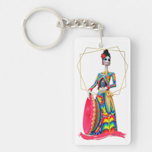 Day of the dead Catrina med Rosa Mariachi Nyckelring