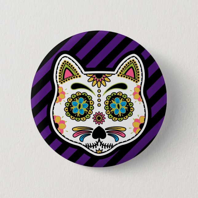 Day of the dead Cats Sugar Skull Knapp (Framsida)