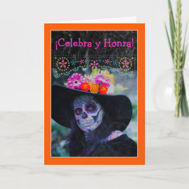 Day of the dead Celebrate and Honor på spanska Kort