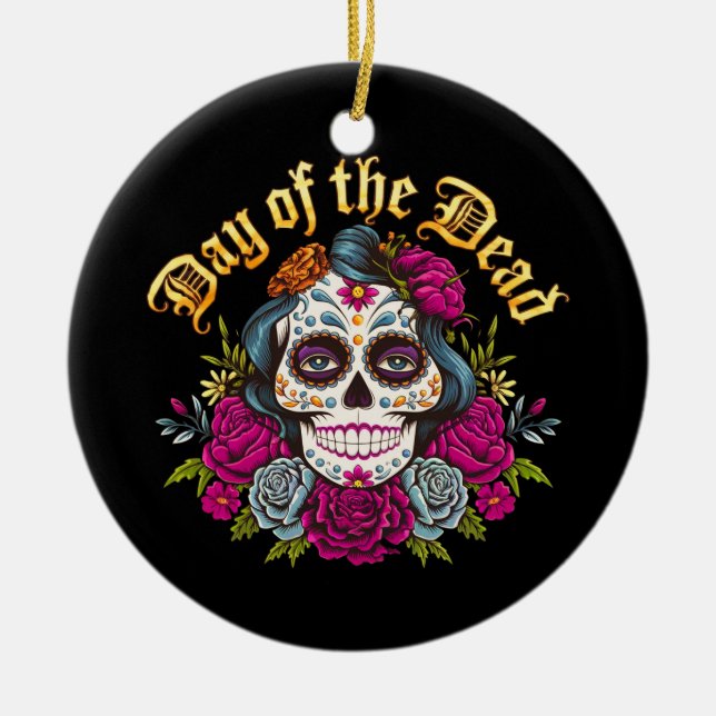 Day of the dead: Celebrate Dia de Los Muertos Julgransprydnad Keramik (Framsidan)