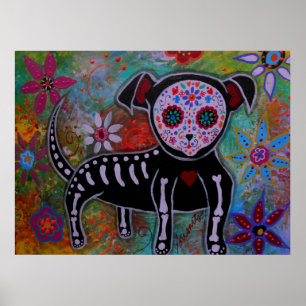 Day of the dead Chihuahua Painting Poster