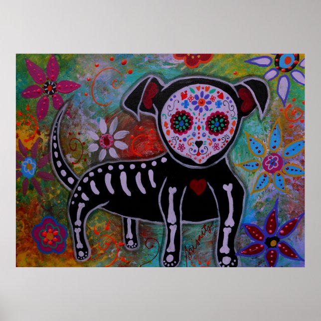 Day of the dead Chihuahua Painting Poster (Framsidan)