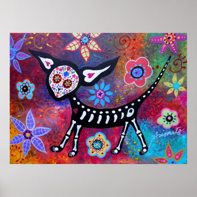 Day of the dead Chihuahua Pet Hund Painting Poster (Framsidan)