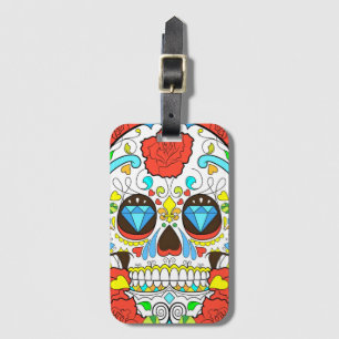 day of the dead Colorful Skull Art Luggage Tag Bagagebricka