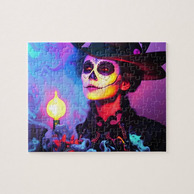Day of the dead Colorful Woman Pussel (Horisontell)