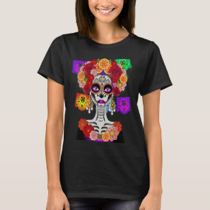 Day of the dead Costume La Catrina Skull Flowers T Shirt