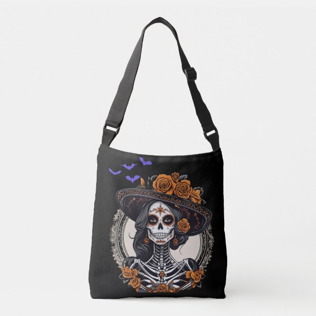 Day of the dead Crossbody, Halloween Night Gothic Axelväska (Framsida)