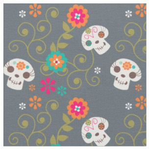 Day of the dead Cute Skeleton Ansikte Tyg