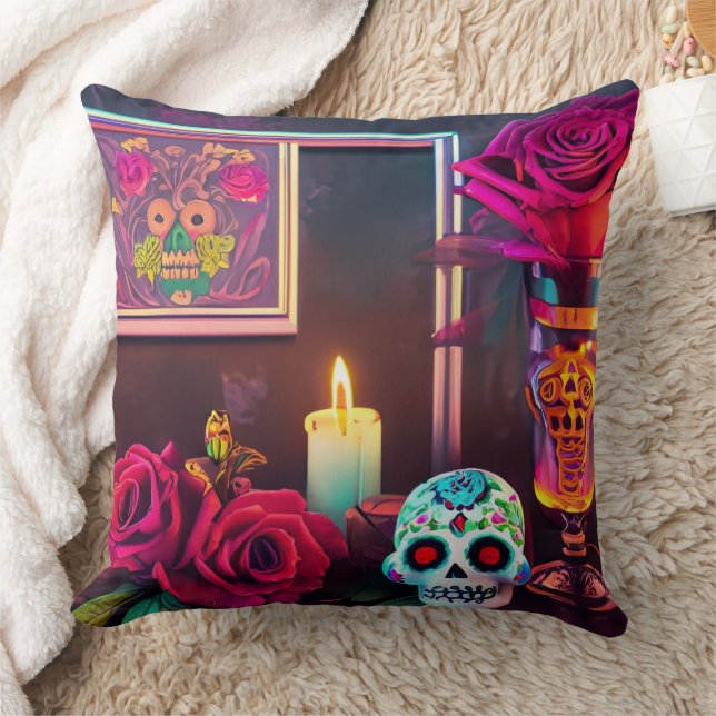 Day of the dead Decor Kudde (Filt)