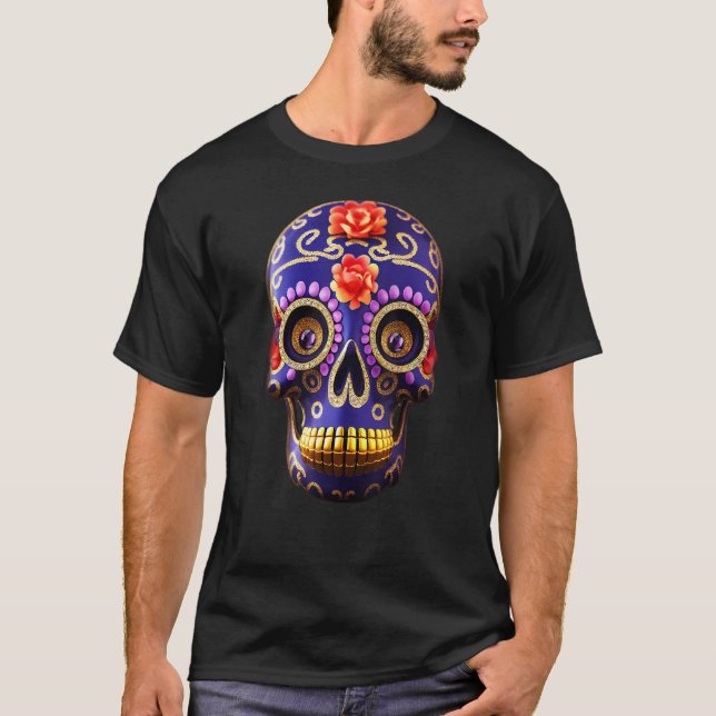 Day Of The Dead Dia De Los Muertos calavera sugar  T Shirt (Framsida)