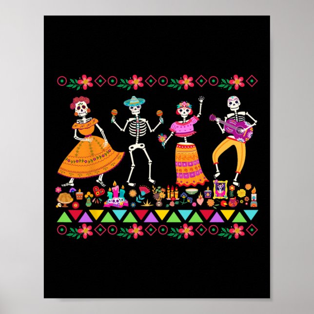 Day of the dead Dia De Los Muertos Mexican Skeleto Poster (Framsidan)