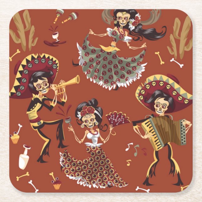 Day of the dead - Día de los Muertos Papper Underl Underlägg Papper Kvadrat (Framsidan)