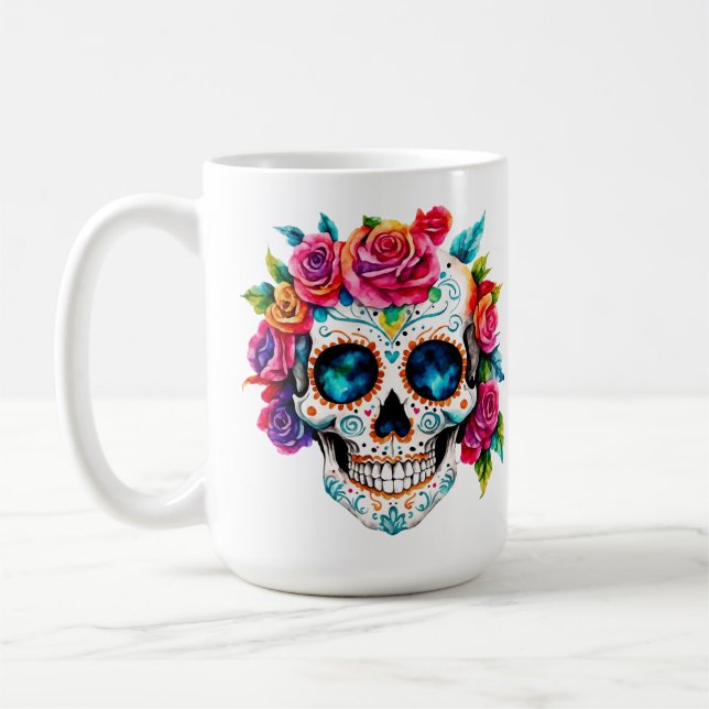Day of the dead | Día de Los Muertos Sugar Skull Kaffemugg (Vänster)