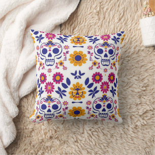 Day of the dead Día de Los Muertos Sugar Skull Kudde