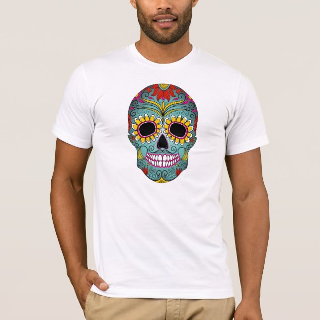 Day of the dead Dia de los Muertos Sugar Skull T Shirt (Framsida)