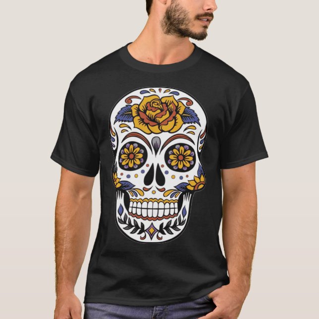 Day of the dead Dia De Muertos blomsocker Skull T Shirt (Framsida)