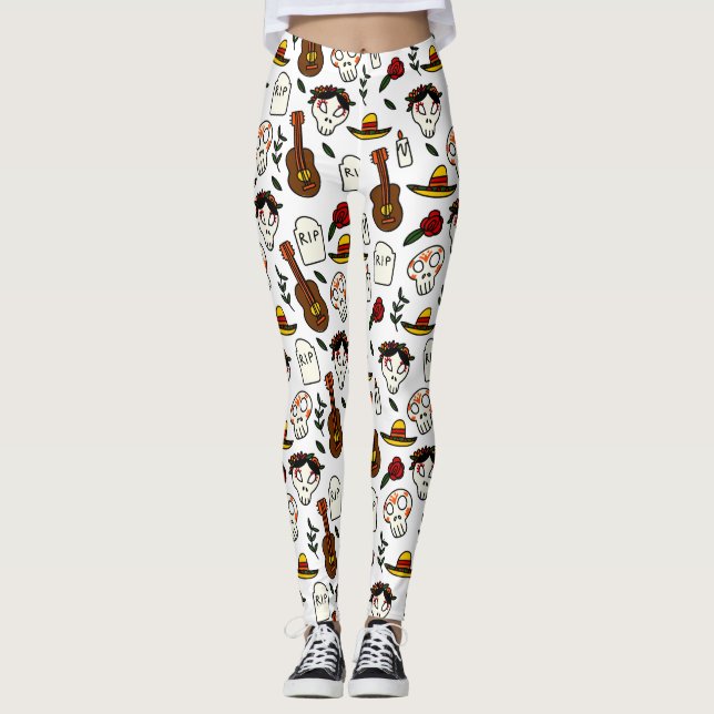 day of the dead doodle leggings (Framsida)