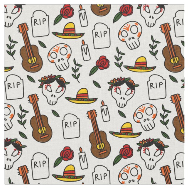 day of the dead doodle tyg (Närbild)