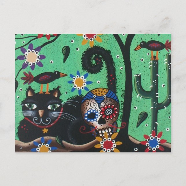 Day of the dead, Döskallar av socker, svart katt,  Vykort (Framsida)
