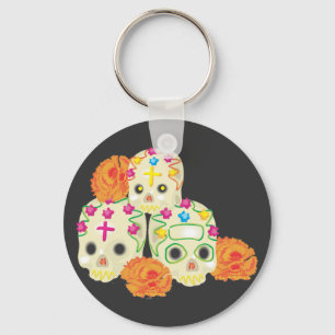 Day of the dead Döskallar och Marigolds Nyckelring