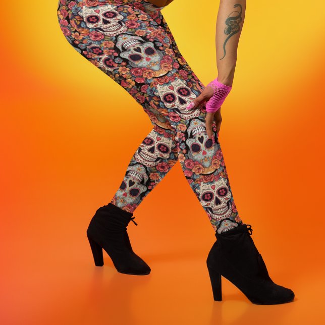 Day of the dead eller Halloween Sugar Döskallar Leggings (Skapare uppladdad)