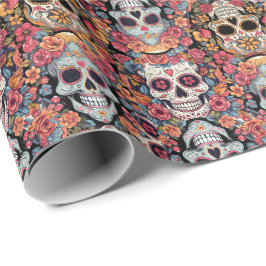 Day of the dead eller Halloween Sugar Döskallar Presentpapper