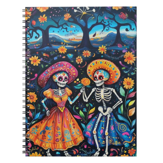 Day of the dead färgstark design anteckningsbok (Framsidan)
