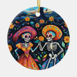 Day of the dead färgstark design julgransprydnad keramik