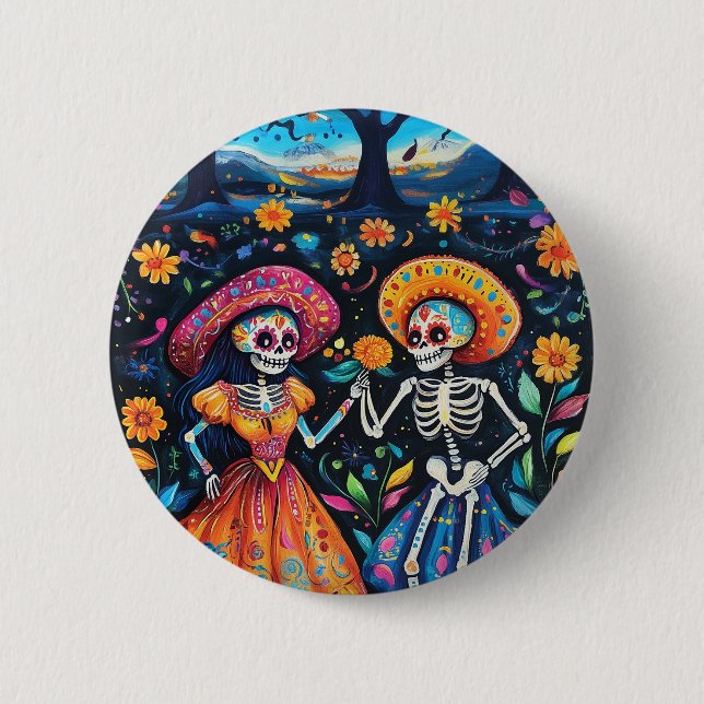 Day of the dead färgstark design knapp (Framsida)