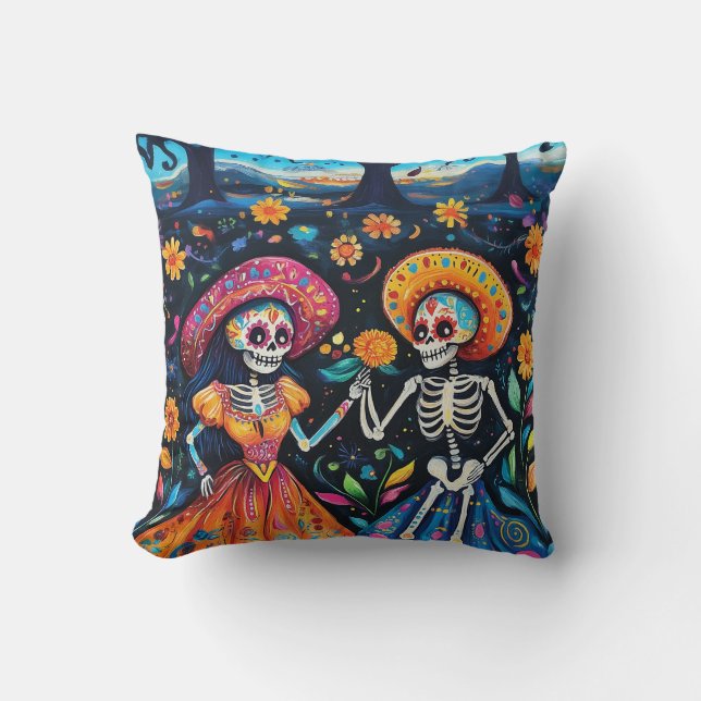 Day of the dead färgstark design kudde (Framsida)