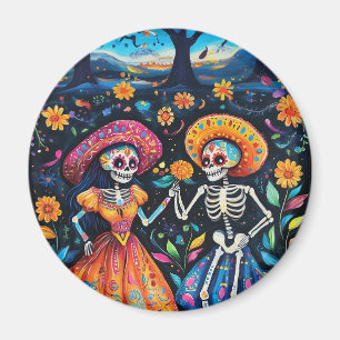 Day of the dead färgstark design magnet