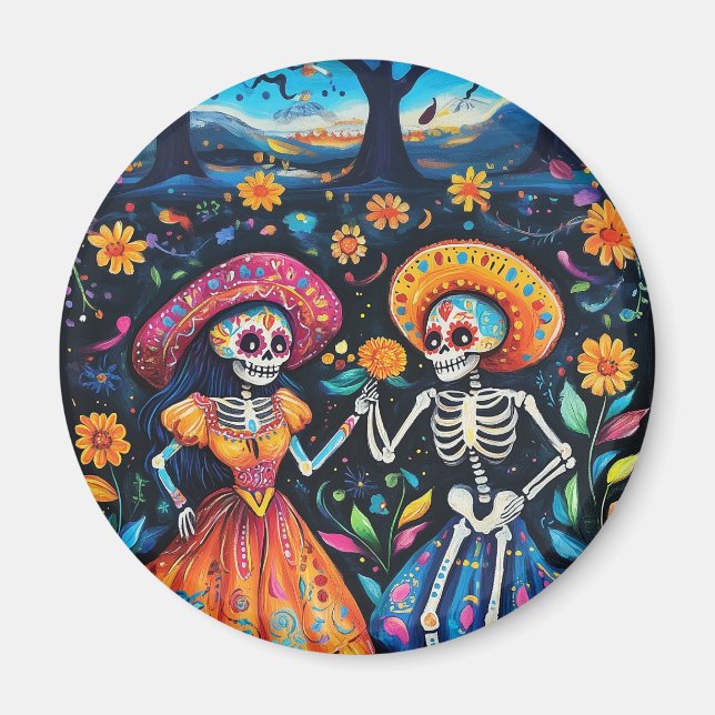 Day of the dead färgstark design magnet (Framsidan)