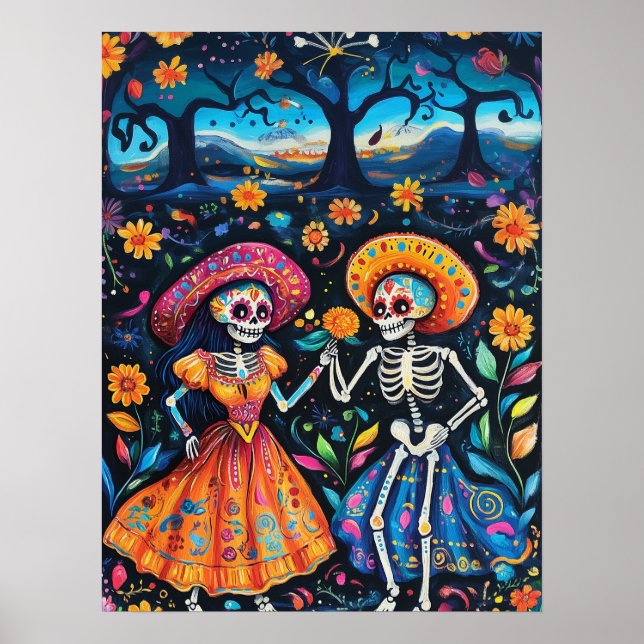 Day of the dead färgstark design poster (Framsidan)