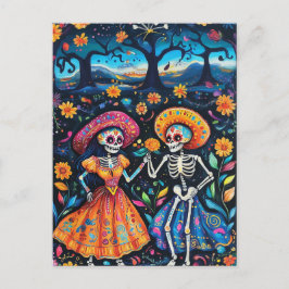 Day of the dead färgstark design vykort